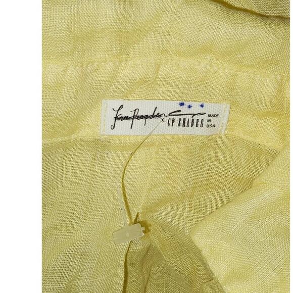 New Free People x CP Shades Solid Ruffle Linen Shirt $252 X-SMALL Banana Cream - Picture 4 of 7